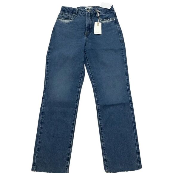 NWT Good American 4/27 Hi-Rise Straight Leg Blue Denim Jeans - Picture 1 of 5